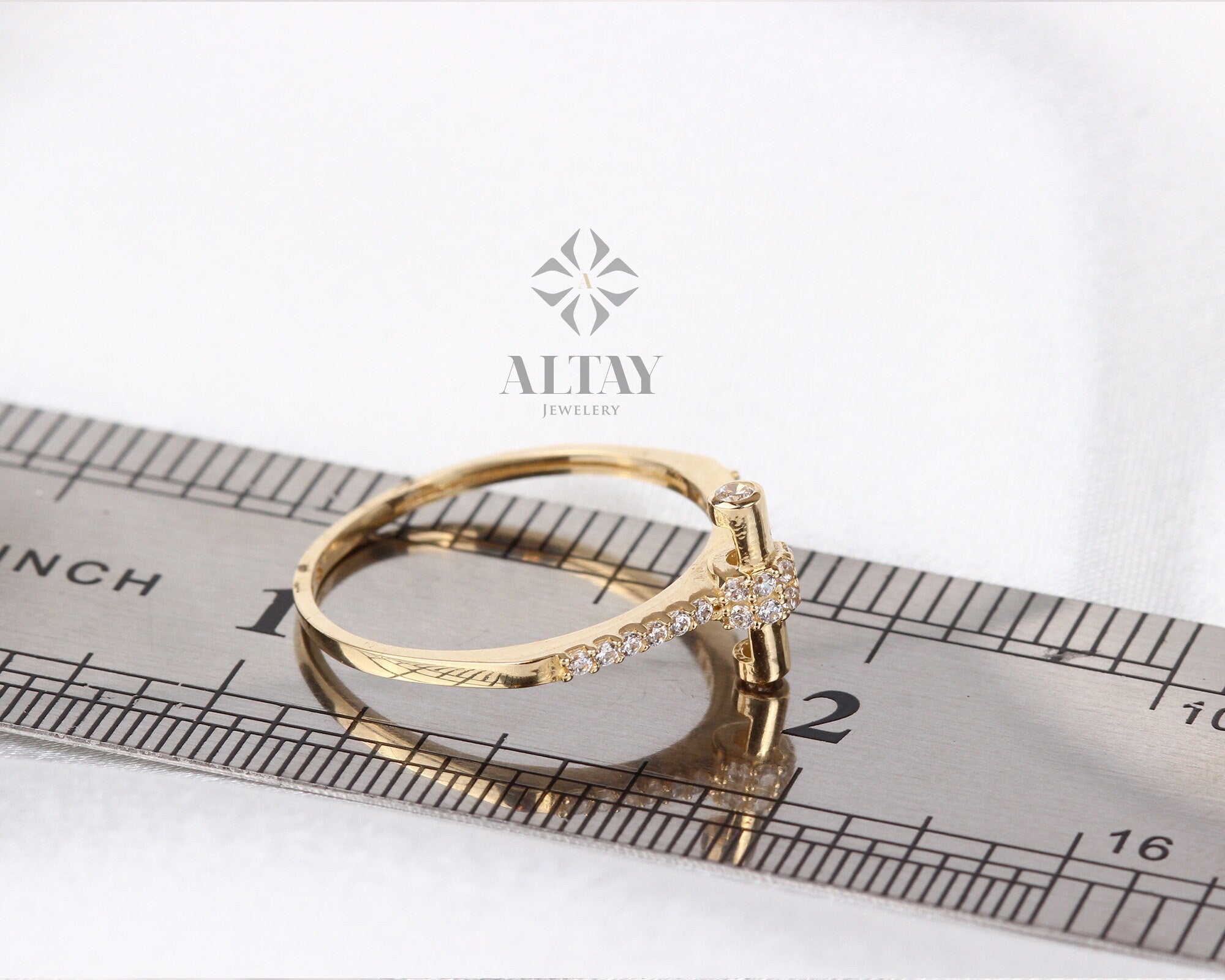 14K Gold Rectangle Bar Ring, Minimalist Stacking Ring, Thin Gold, Stackable, Dainty Ring, Geometric, Jewelry, Vertical Bar, Gift for Her