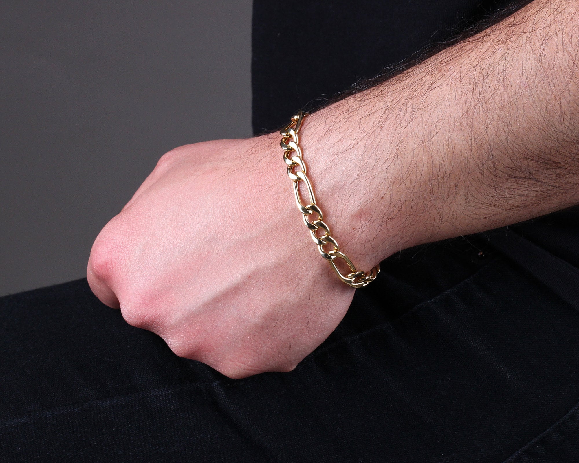14K Solid Gold Figaro Mariner Chain Bracelet, 8mm Layering Chain, Gift For Her Him, Minimal Fashion Bracelet, Unisex Chain, Delicate Modern
