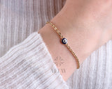 14K Gold Evil Eye Bracelet, Gold Chain Bracelet