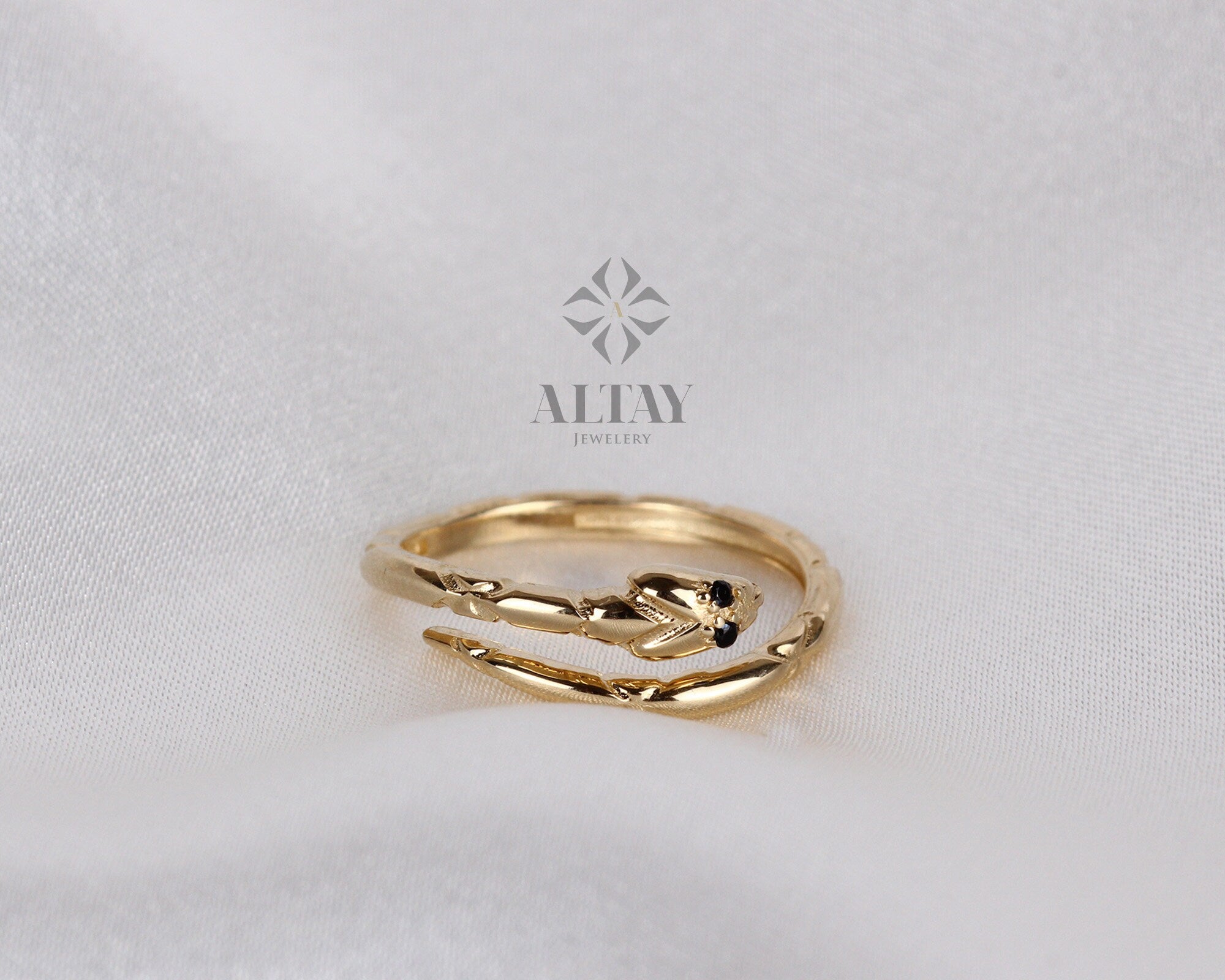 14K Gold Snake Ring, Snake Band, Open Serpent Jewelry, Dainty Stacking Animal Rings, Snake Style Ring, Open Band Statement Wrap Ring