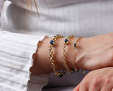 14K Gold Evil Eye Bracelet, Gold Rolo Chain Bracelet