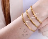 14K Gold Rope Chain Bracelet, 2mm 3mm 4mm Rope Chain