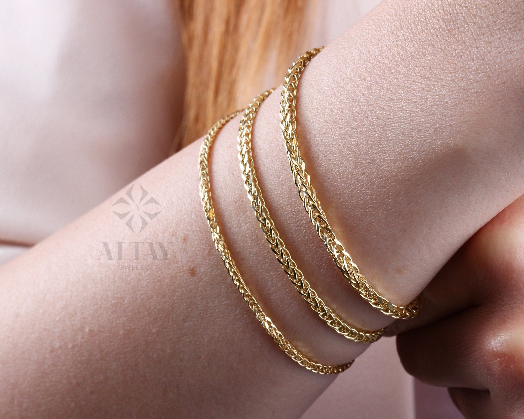 14K Gold Franco Chain Bracelet, Palm Chain, Foxtail Curb Chain, Men Women Minimalist Bracelet, Spiga Chain Bracelet, Statement Bracelet