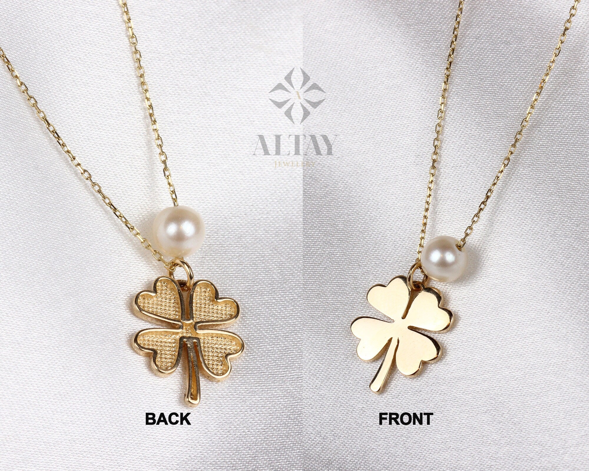 14K Gold Clover Necklace, Dainty Good Luck Pendant, Four Leaf Clover, Lucky Charm Necklace, St. Patrick's Day Accessory, Gift for Her