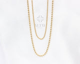 14K Gold Beaded Chain Necklace, Italian Ball Bead Choker