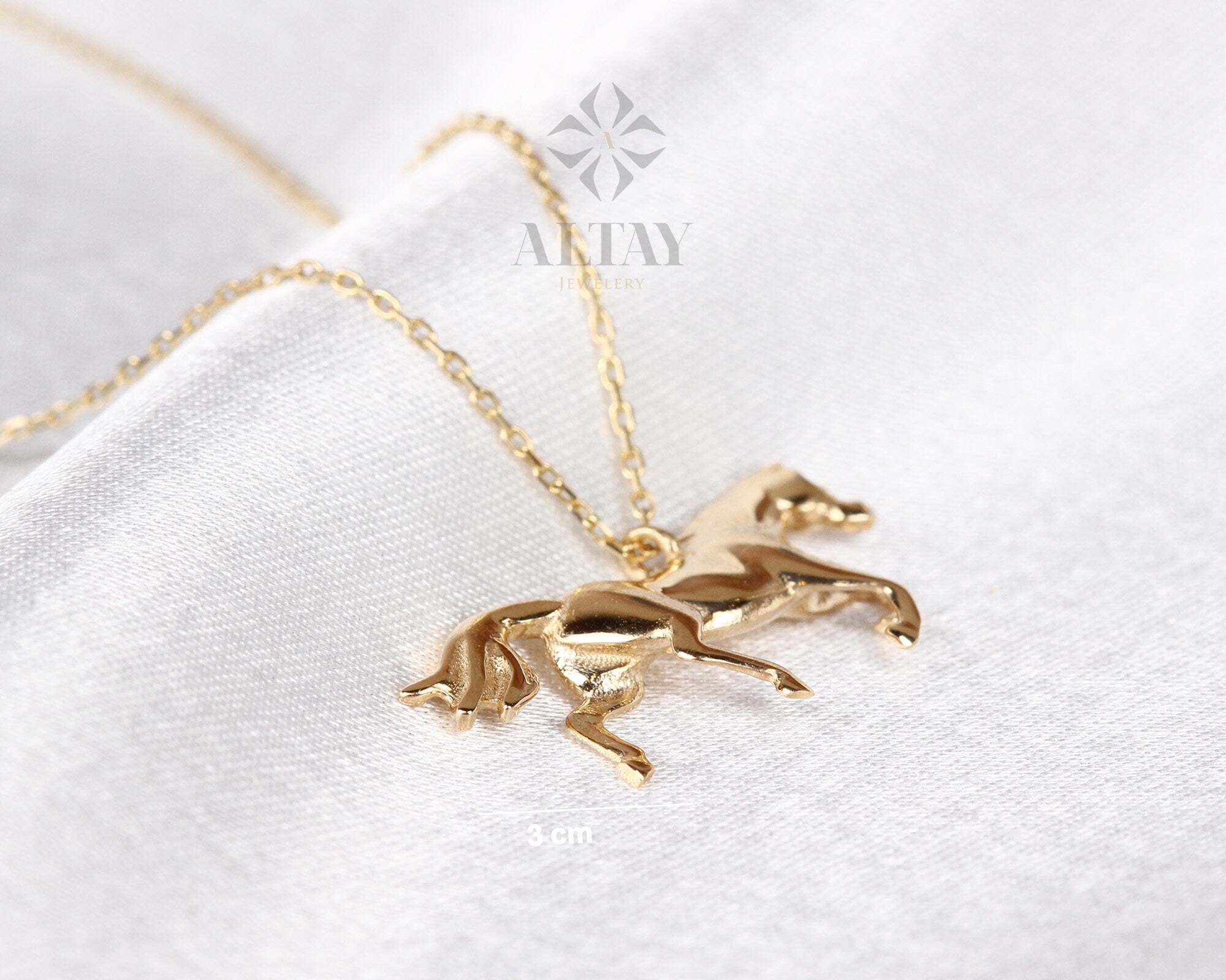 14K Gold Horse Necklace, Horse Design Pendant, Gold Horse Charm, Animal Choker Jewelry, Unique Necklace, Animal Pendant Gift for Her