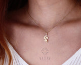 14K Gold Snake Charm, Gold Snake Necklace