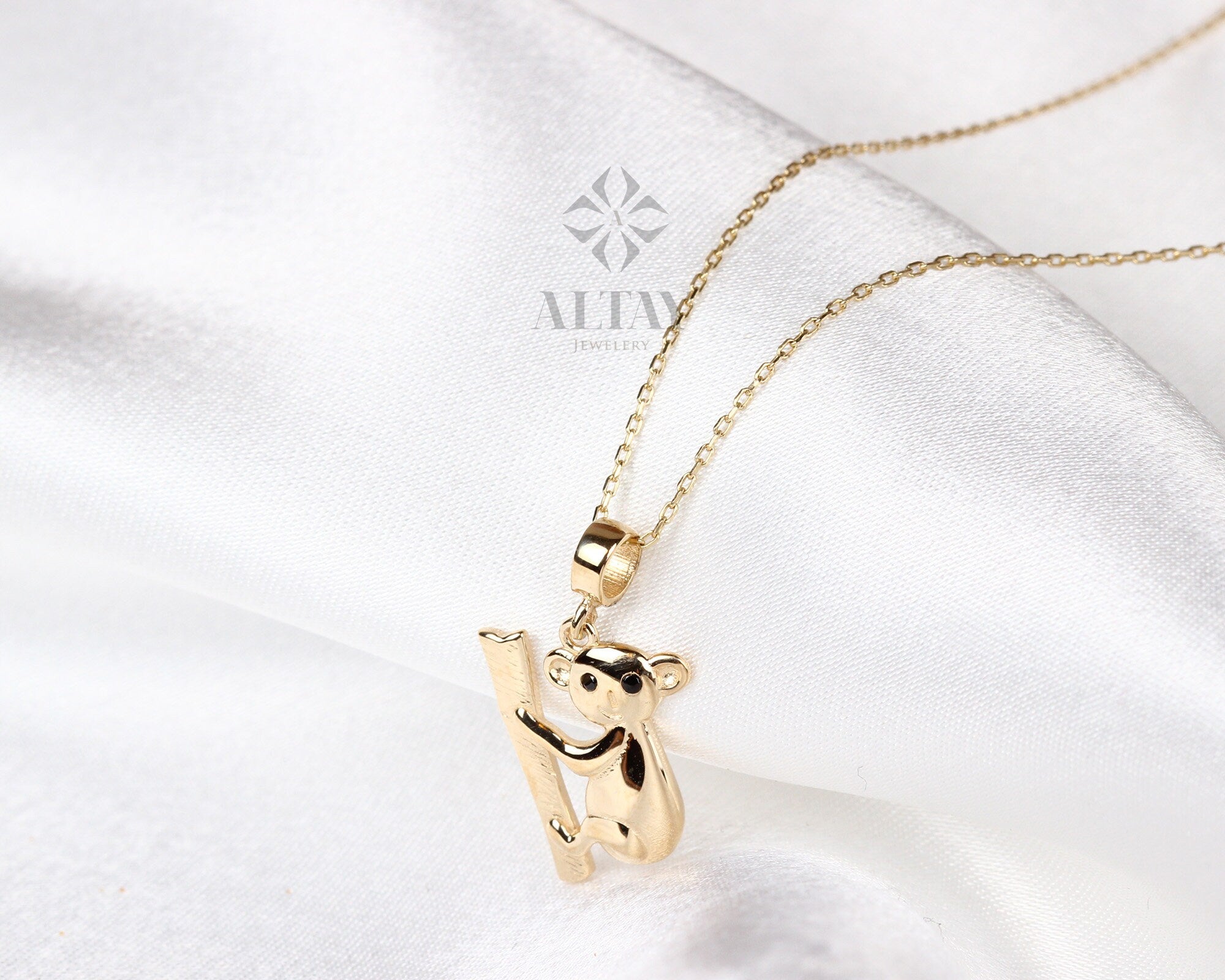 14K Gold Koala Necklace, Koala Charm Pendant, Gold Chain Choker, Animal Jewelry, Minimalist Everyday Jewelry, Good Luck Charm, Gift for Her