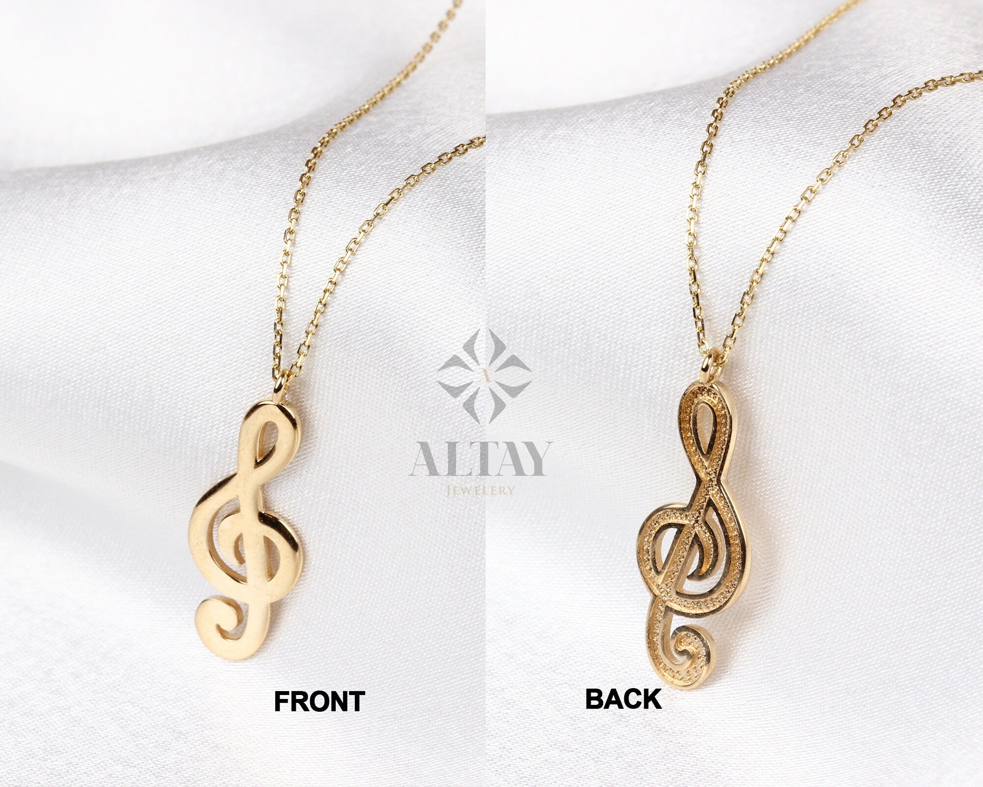 14K Gold Treble Clef Necklace, Musical Note Gold Choker, G Clef Charm Pendant Christmas Gift, Valentines Day Gift, Dainty Gold Necklace