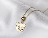 14K Gold Panda Necklace, Gold Panda Bear Pendant