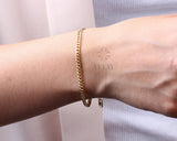 14K Gold Cuban Link Bracelet, 3mm Curb Layering Chain Anklet