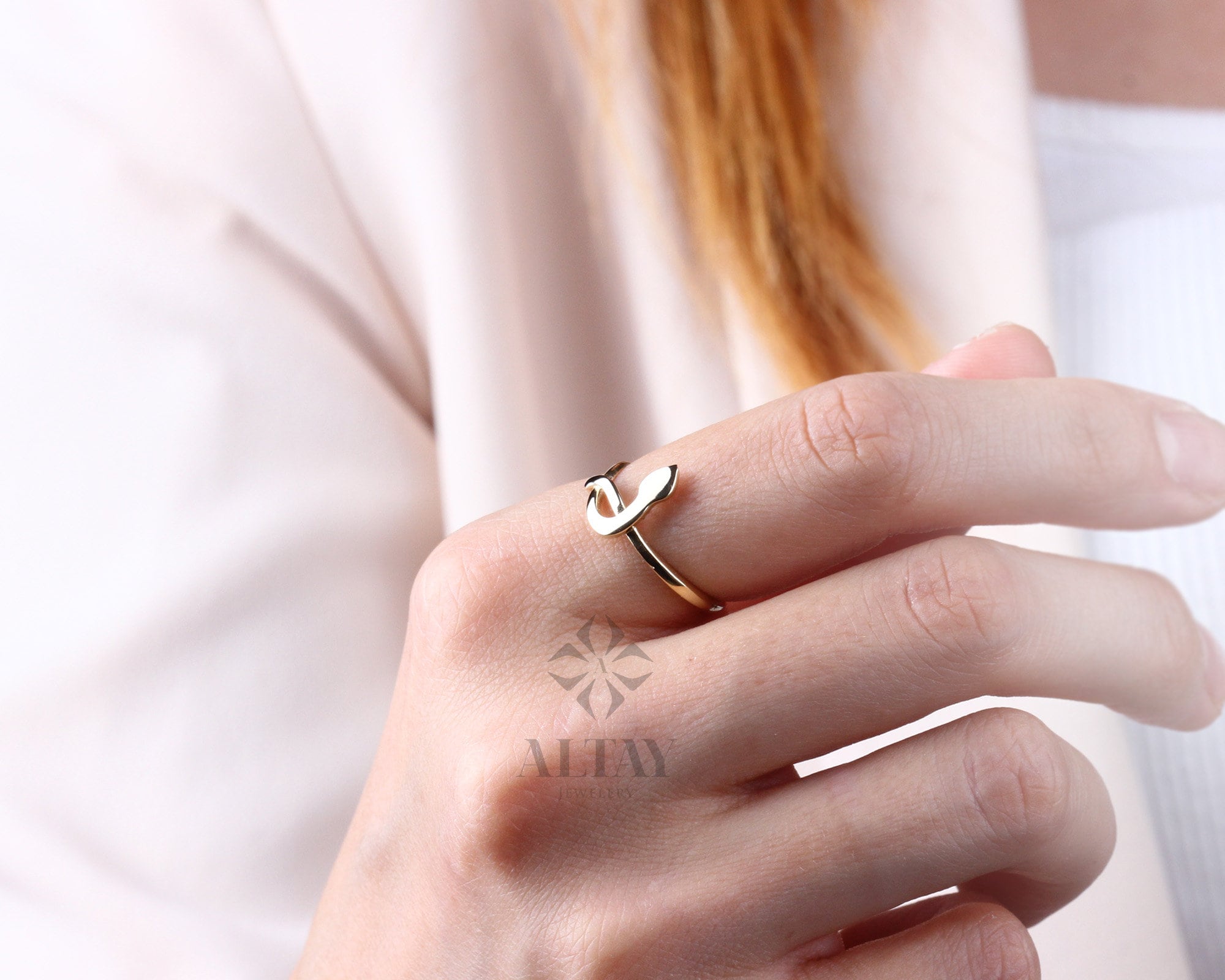 14K Gold Snake Ring, Plain Serpent Ring, Wrap Around Snake Ring, Dainty Stacking Animal Ring, Snake Band Ring, Pointer Finger Gold Ring