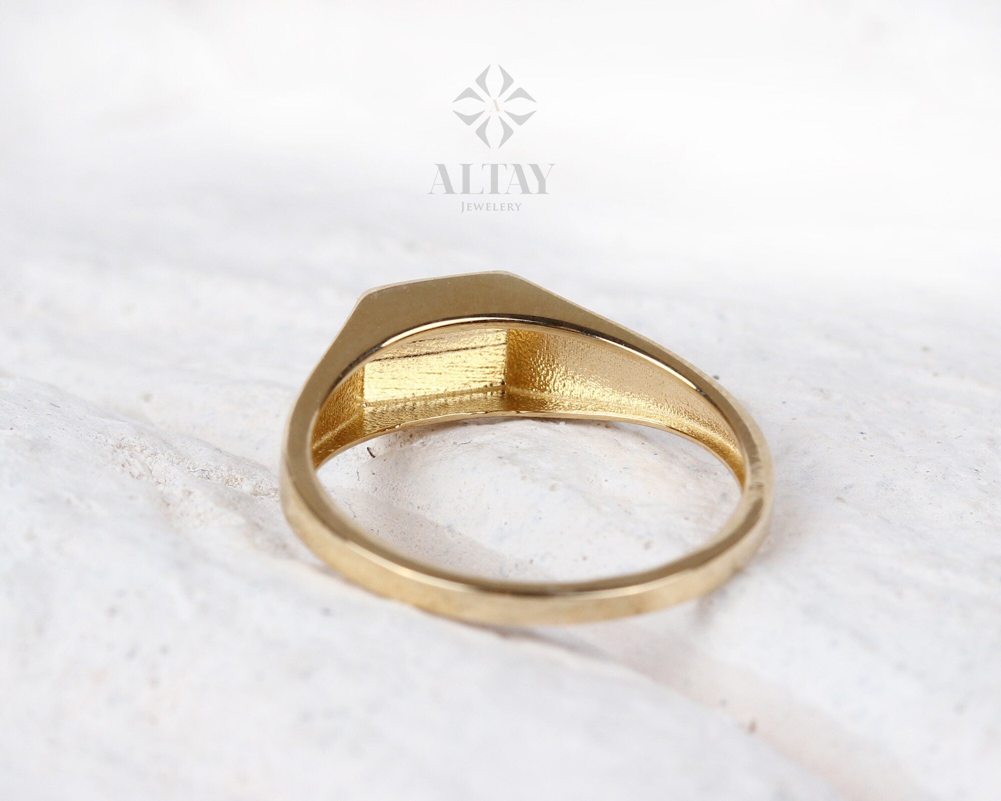 14K Gold Square Signet Ring, Personalized Signet Ring, Engraved Signet Pinky Ring, Handmade Signet Letter Ring, Monogram Ring, Pinky Ring