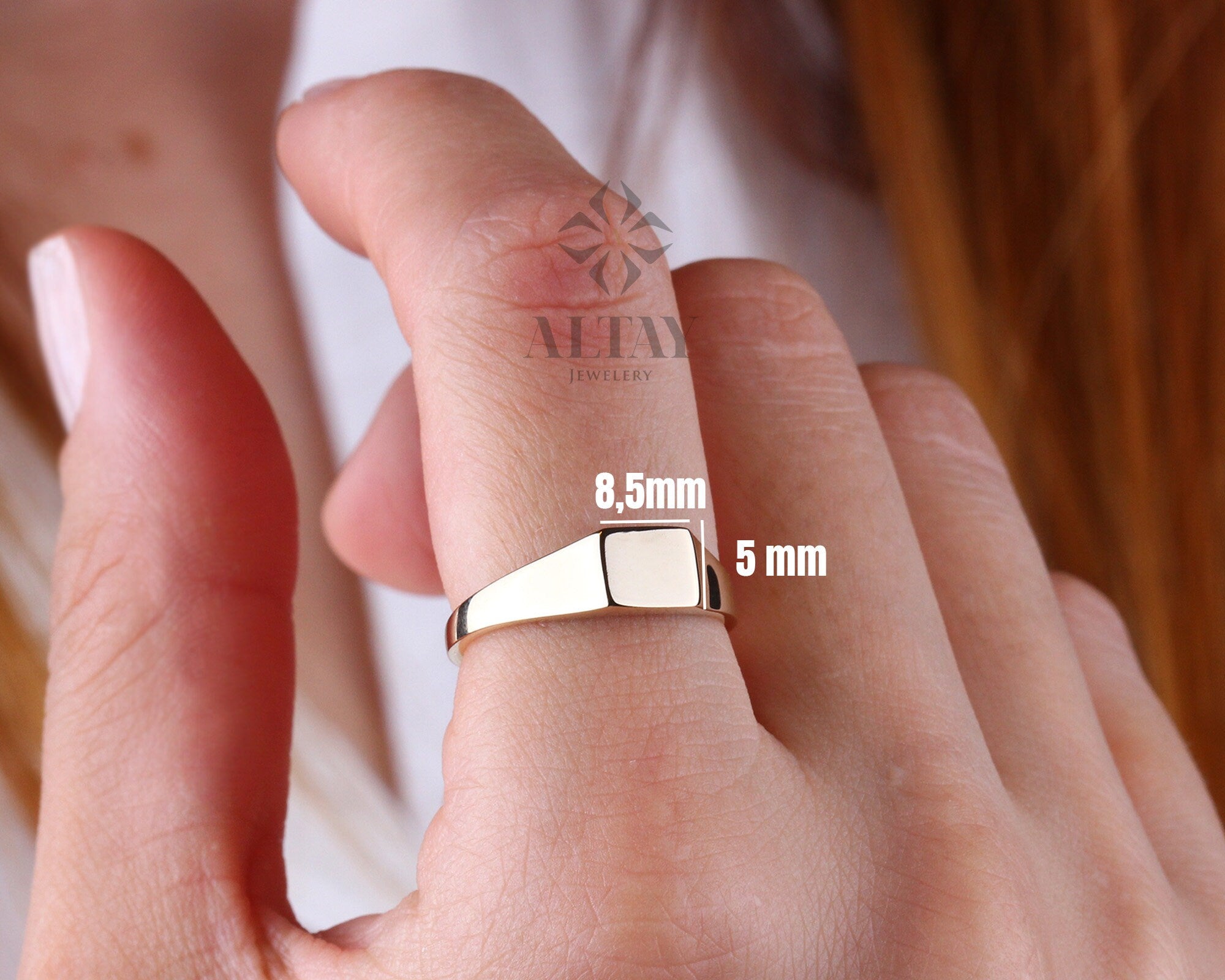 14K Gold Square Signet Ring, Personalized Signet Ring, Engraved Signet Pinky Ring, Handmade Signet Letter Ring, Monogram Ring, Pinky Ring