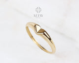 14K Solid Gold Heart Ring, Thin Heart Ring