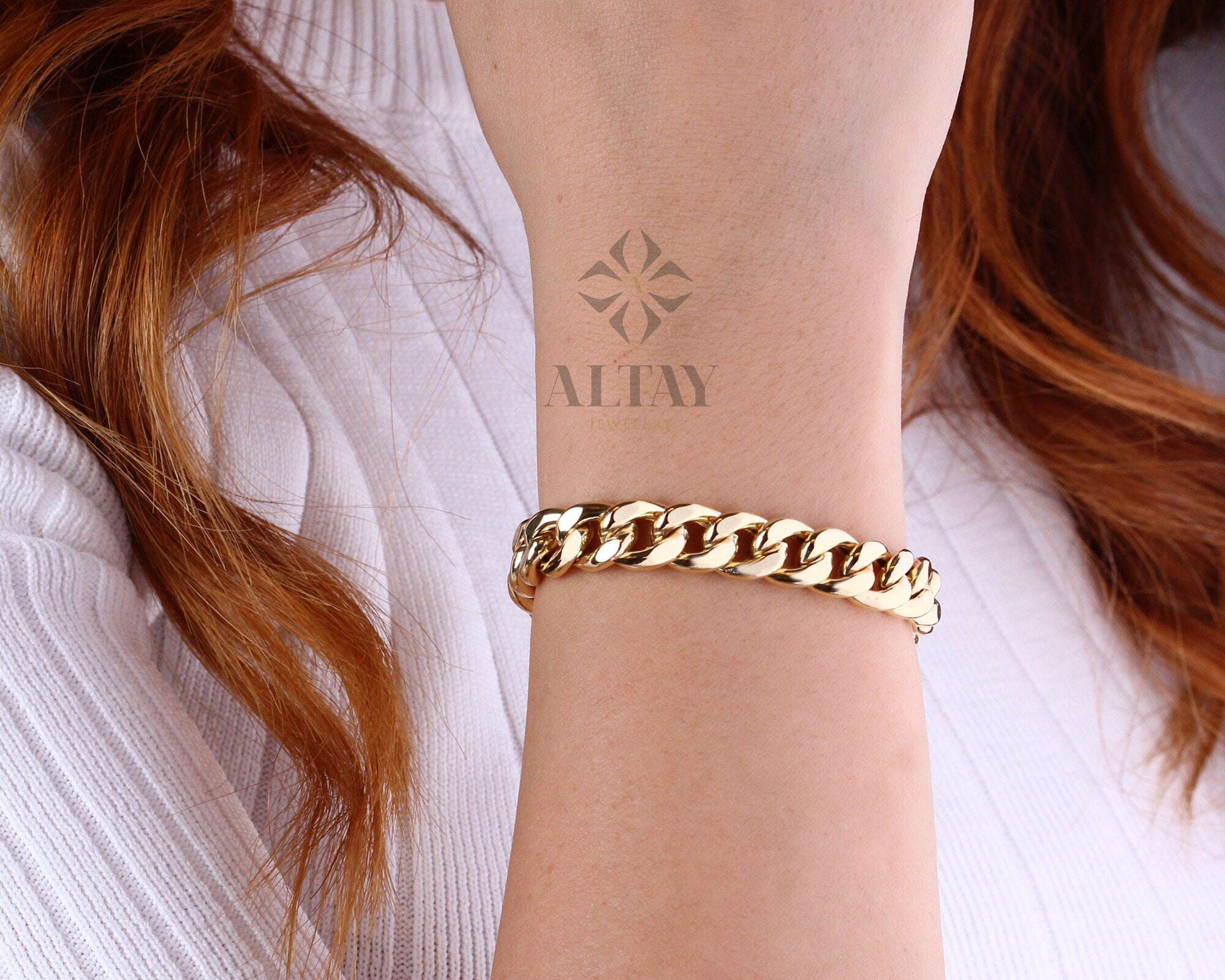 14K Gold 10MM Cuban Link Bracelet, Layering Chain, Chunky Retro Chain, Bold Link, Gift For Her, Stacking Bracelet, Unisex Bracelet