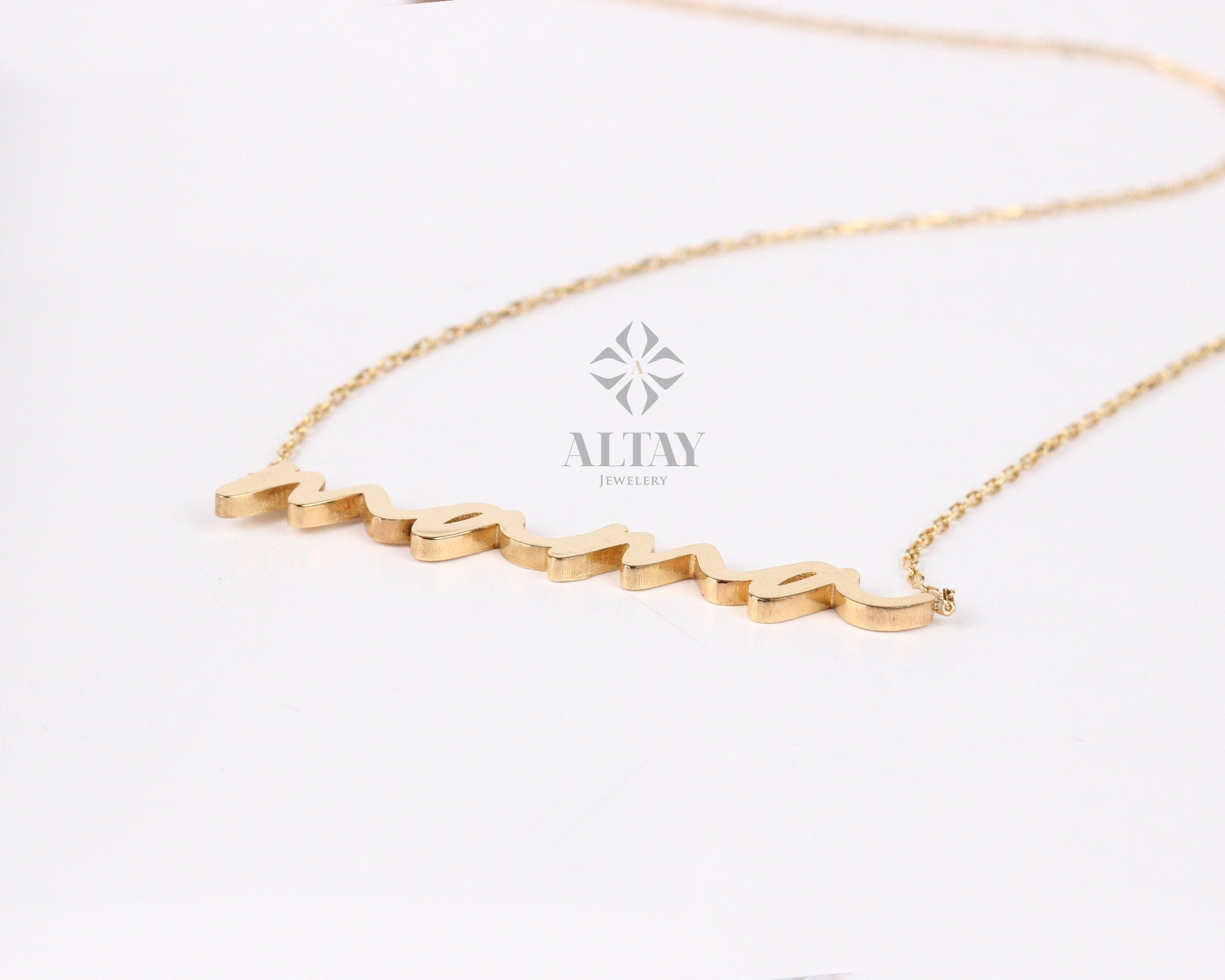 14K Solid Gold Mama Necklace, Custom Made Mama Pendant, Delicate Mom Charm, Dainty Mother Choker, Mother's Day Gift, Gift For Mother