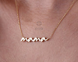 14K Solid Gold Mama Necklace, Custom Made Mama Pendant