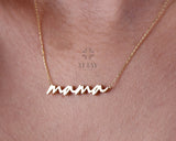 14K Solid Gold Mama Necklace, Custom Made Mama Pendant