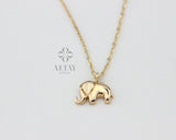 14K Gold Elephant Necklace, Tiny Elephant Pendant