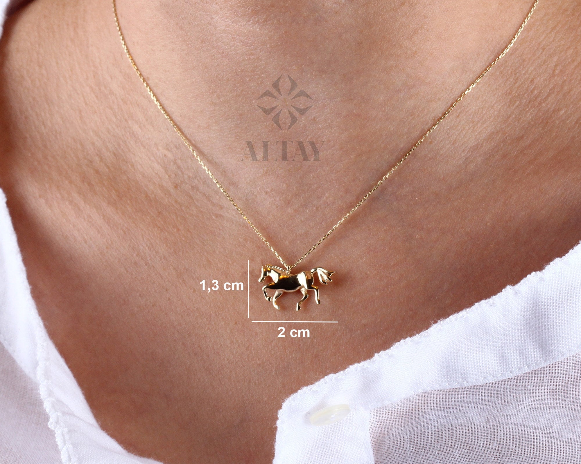 14K Gold Horse Necklace, Horse Design Pendant, Gold Horse Charm, Animal Choker Jewelry, Unique Necklace, Animal Pendant Gift for Her