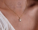 14K Gold Star Necklace, Pole Star Necklace