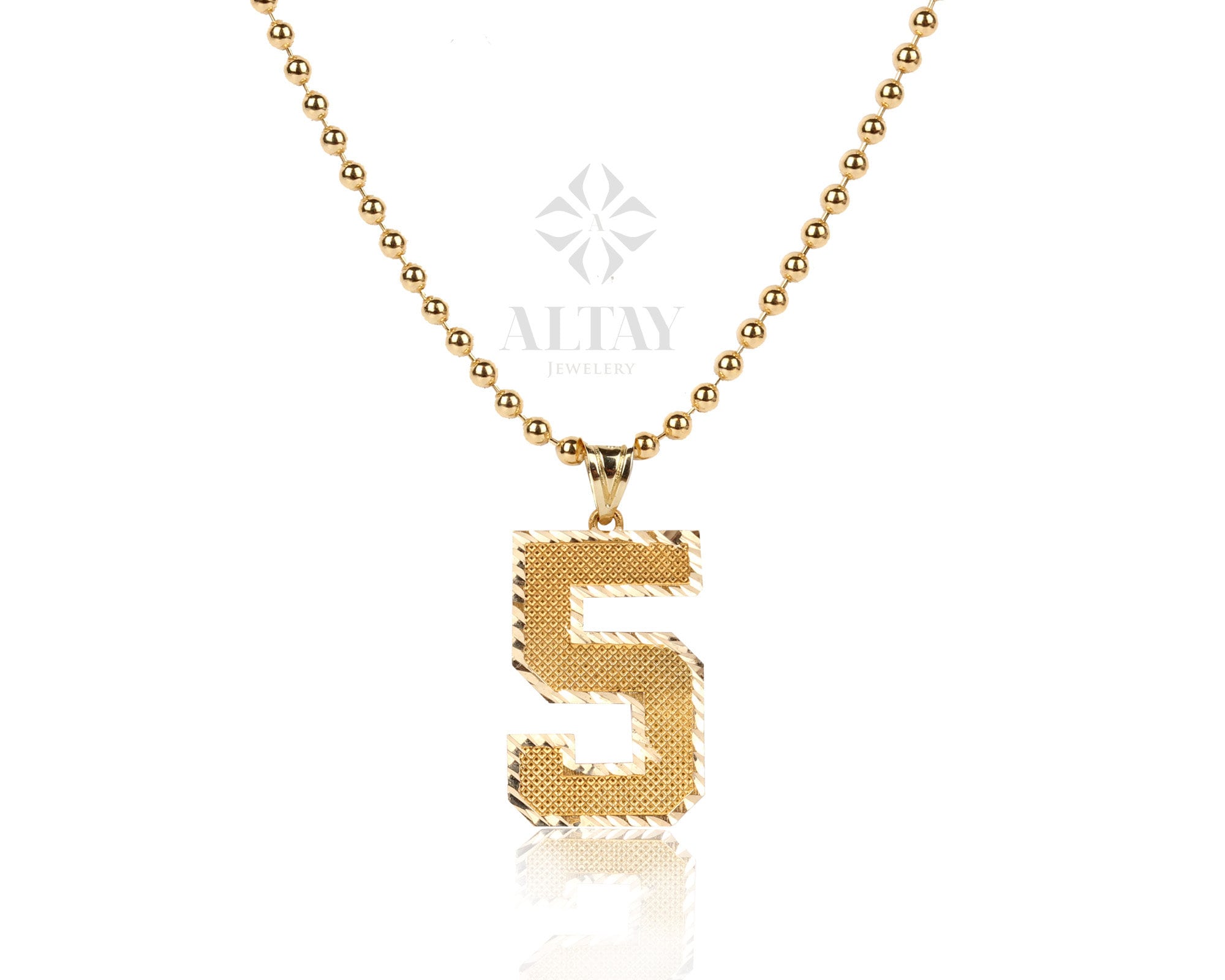 14K Gold Number Pendant, Cuban Link Necklace, Rope Chain Choker, Palm Franco Chain, Box Chain, Beaded Chain Necklace, Diamond Cut Pendant