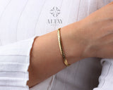14K Gold 3.5MM Cuban Link Bracelet, Curb Chain Bracelet