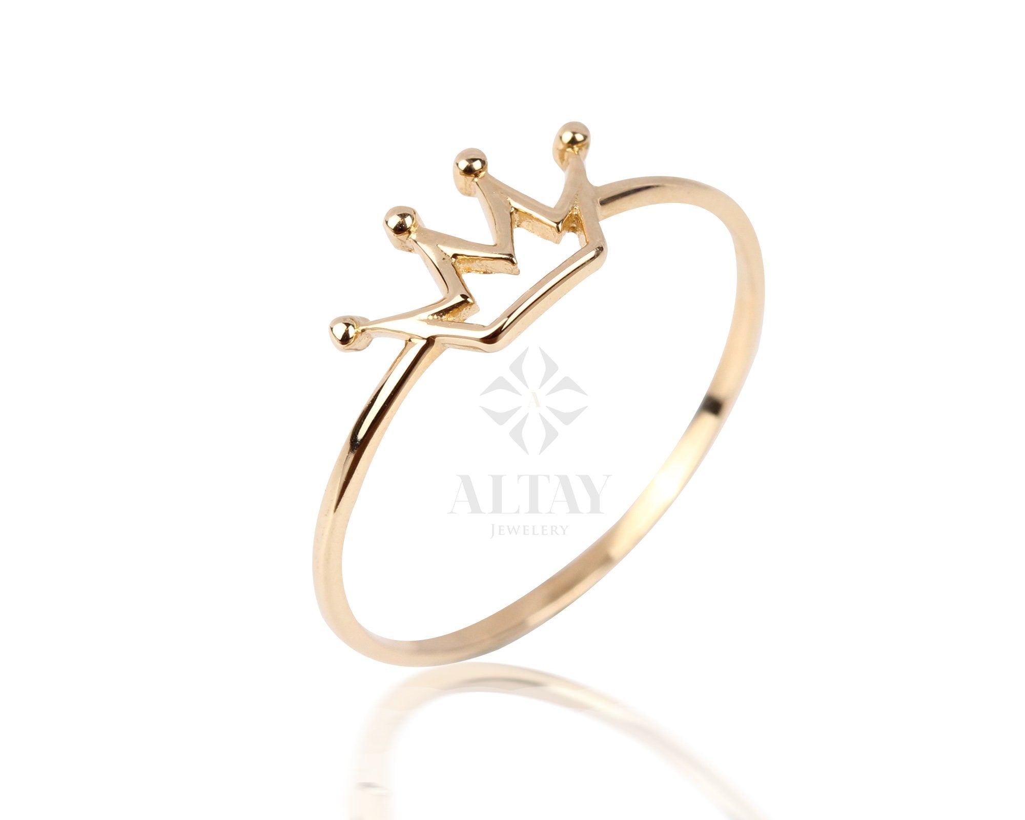 14K Gold Crown Ring, Dainty Gold Princess Crown Ring, Gold Princess Ring, Gold Tiara Ring, Gold Queen Ring, Birthday Gift for Her