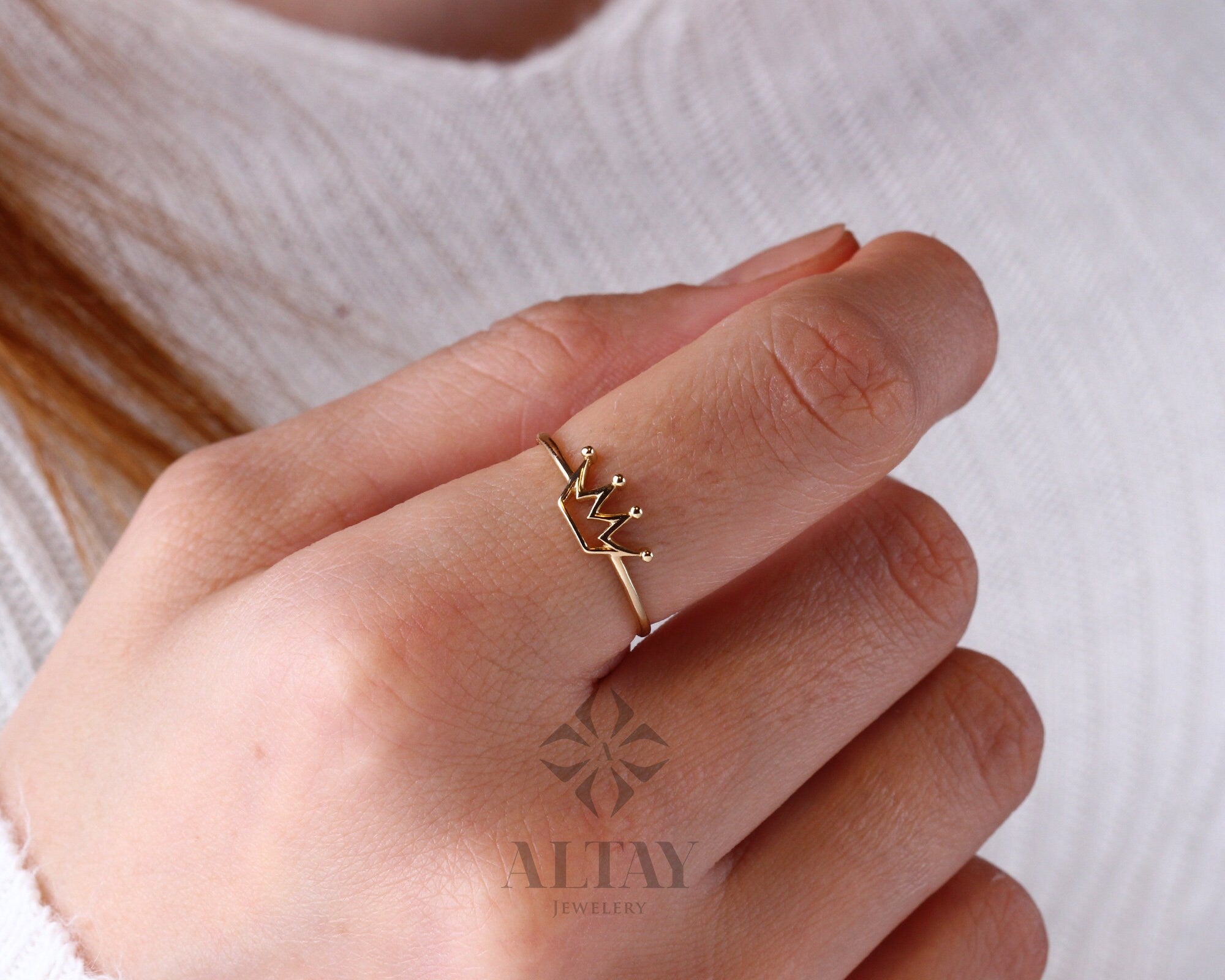 14K Gold Crown Ring, Dainty Gold Princess Crown Ring, Gold Princess Ring, Gold Tiara Ring, Gold Queen Ring, Birthday Gift for Her