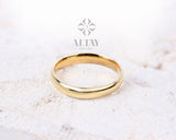 14K Gold Plain 3mm Wedding Band, Comfort Fit Polish Rounded