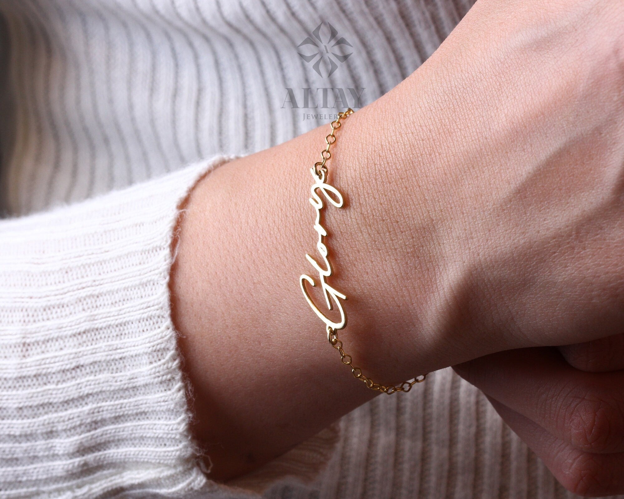 14K Gold Name Bracelet, Initial Bracelet, Cursive Letter Bracelets, Gold Customized Bracelet, Personalized Gold, Name Anklet, Custom Gift