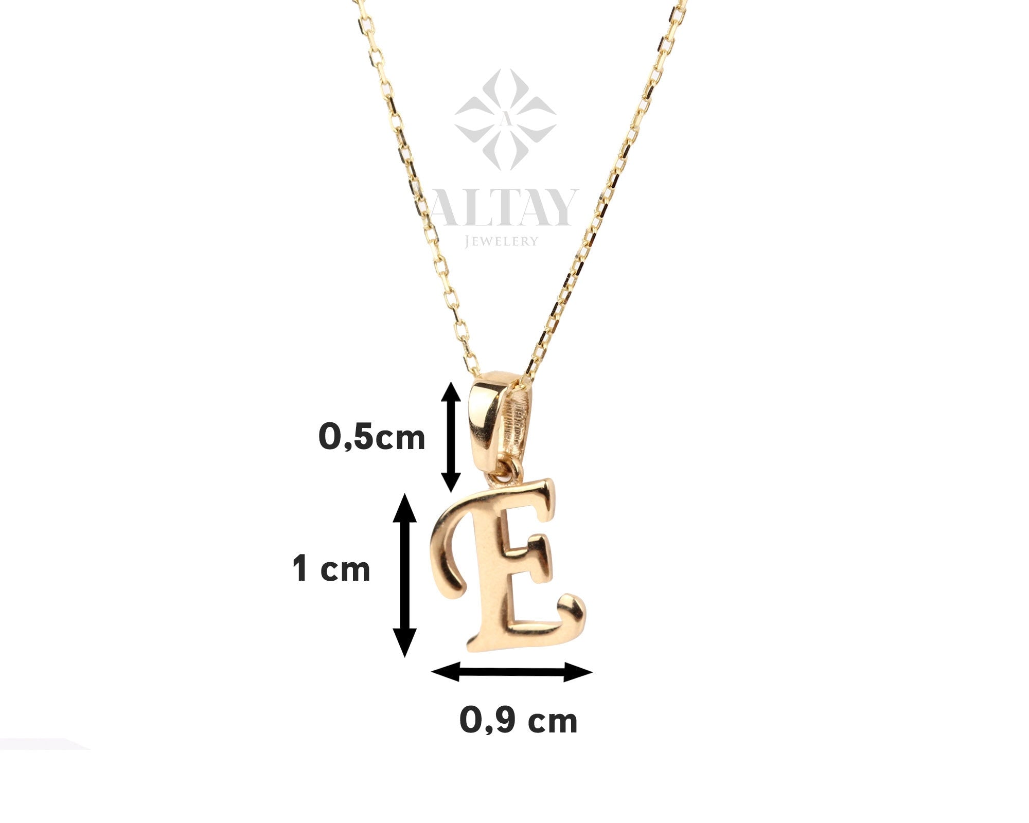 14K Solid Gold Initial Necklace, Cursive Letter Pendant, Minimal Letter Charm, Name Choker, Dainty, Personalized Pendant, Gift For her