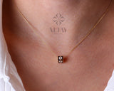 14K Gold Dice Necklace, 3D Dice Evil Eye Pendant