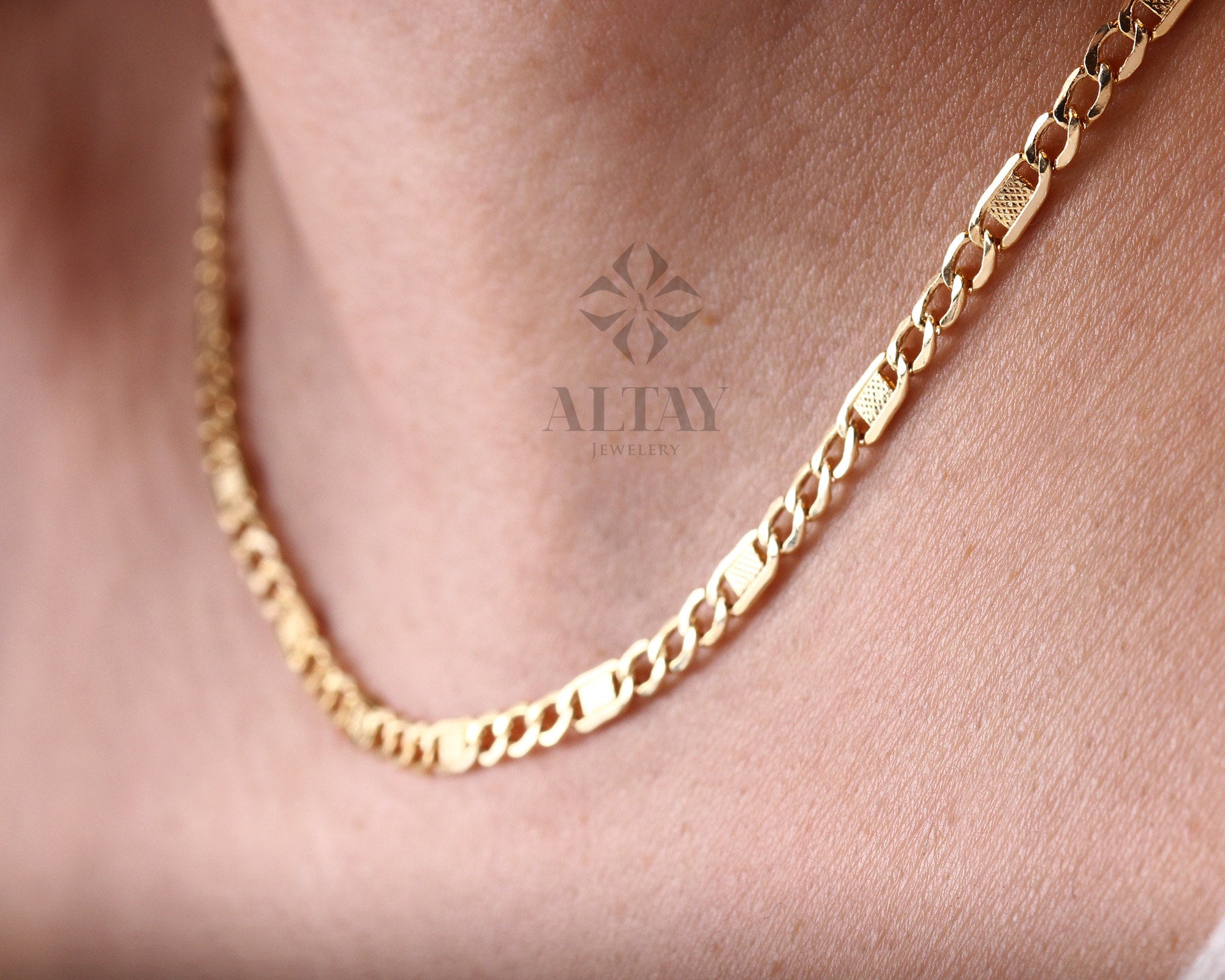 14K Gold Figaro Chain Necklace, Light Tone Mariner Choker, Layering Chain Necklace, Minimal Fashion Necklace, Unisex Chain, Delicate