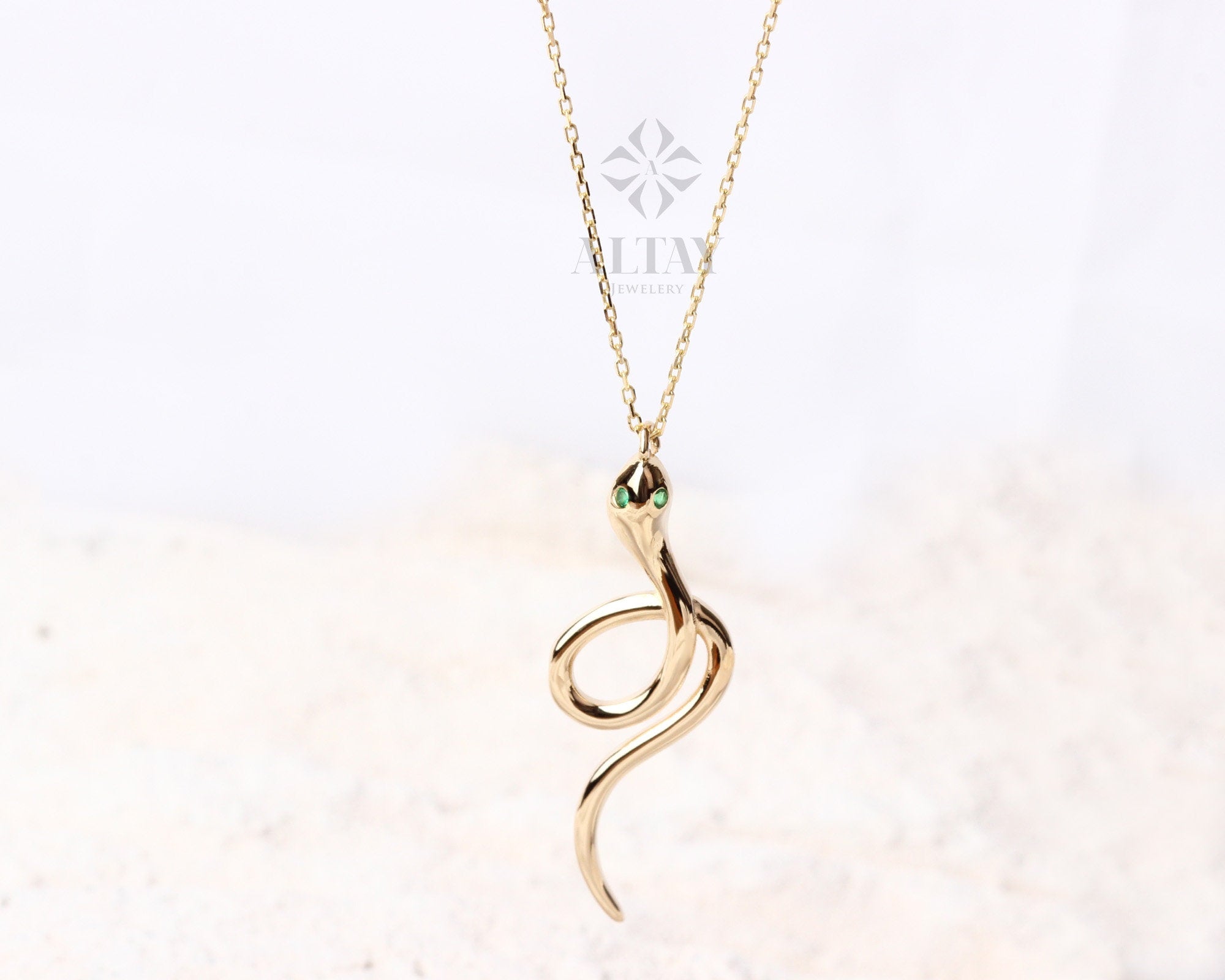 14K Gold Snake Charm, Gold Snake Necklace, Reptile Pendant Animal Choker, Serpent Charm, Animal Jewelry, Gift For Her, Birthday Gift