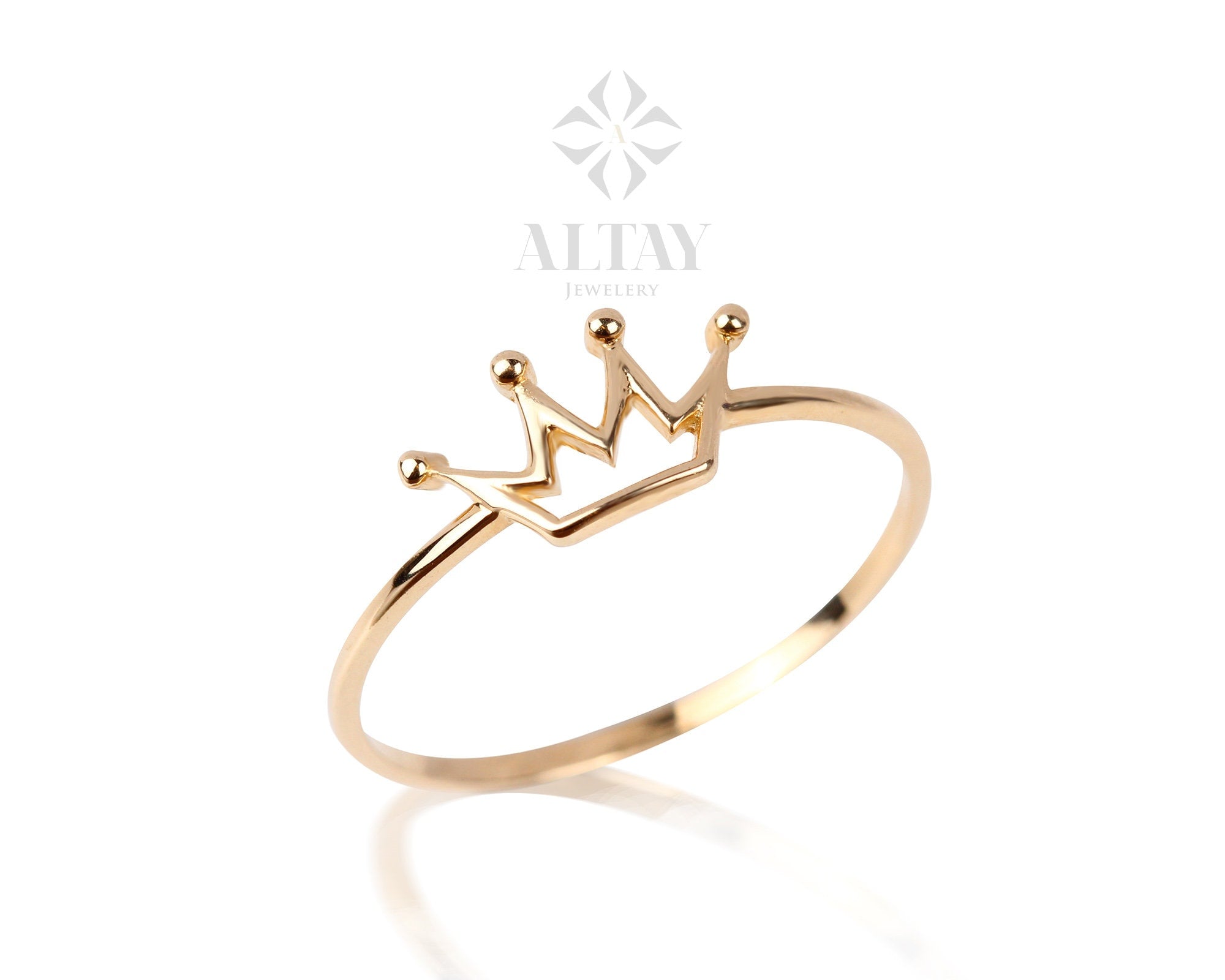 14K Gold Crown Ring, Dainty Gold Princess Crown Ring, Gold Princess Ring, Gold Tiara Ring, Gold Queen Ring, Birthday Gift for Her