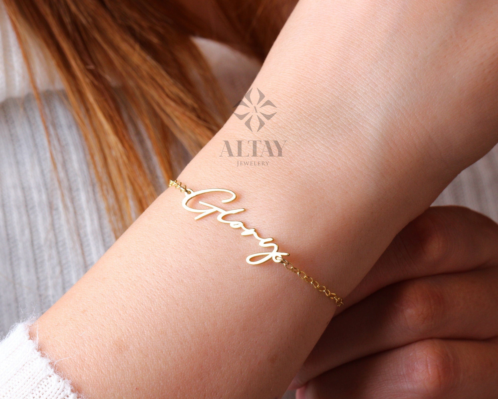 14K Gold Name Bracelet, Initial Bracelet, Cursive Letter Bracelets, Gold Customized Bracelet, Personalized Gold, Name Anklet, Custom Gift