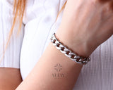 14K White Gold 10MM Cuban Link Bracelet, Layering Chain