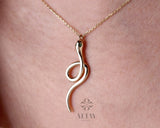 14K Gold Snake Charm, Gold Snake Necklace