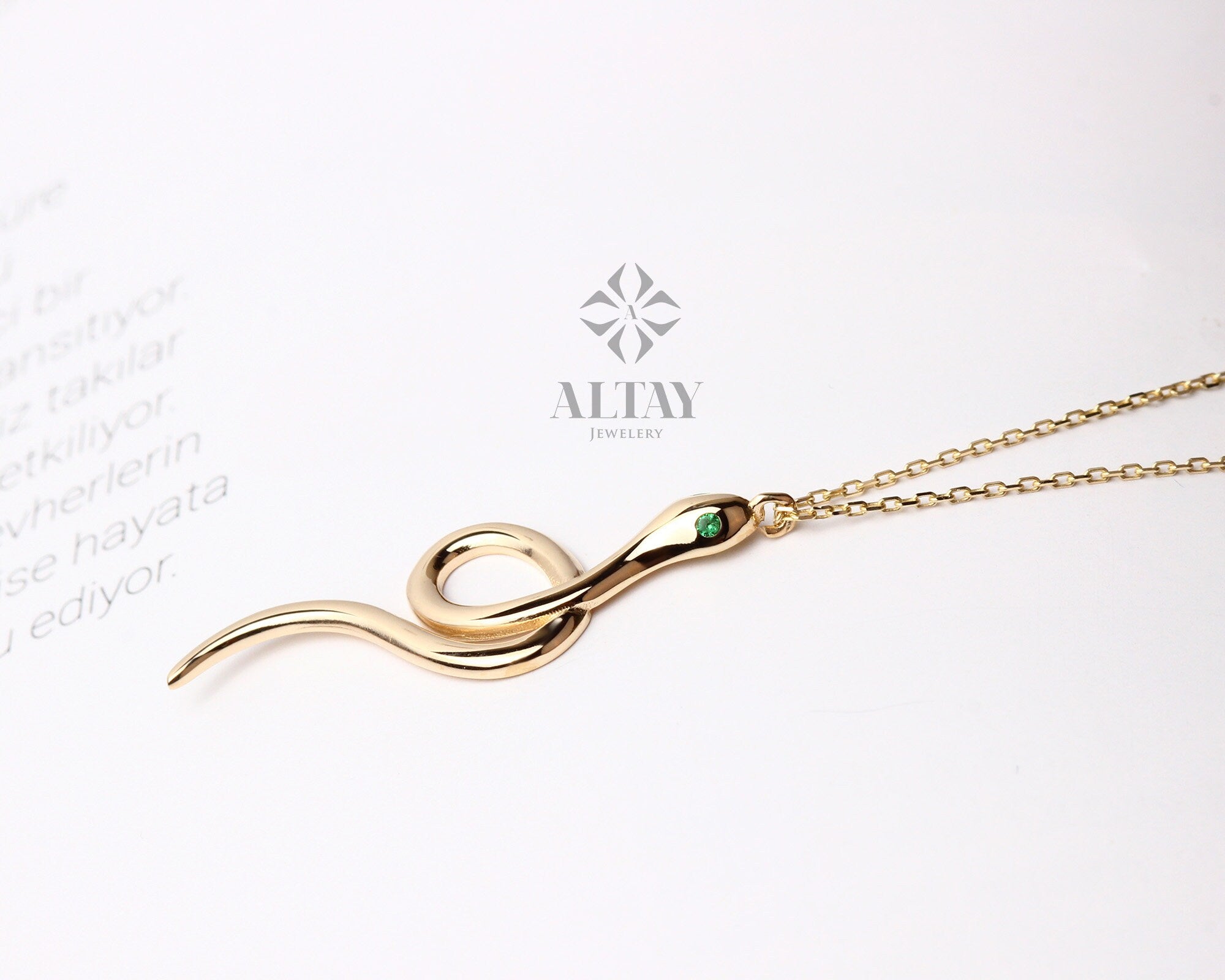 14K Gold Snake Charm, Gold Snake Necklace, Reptile Pendant Animal Choker, Serpent Charm, Animal Jewelry, Gift For Her, Birthday Gift