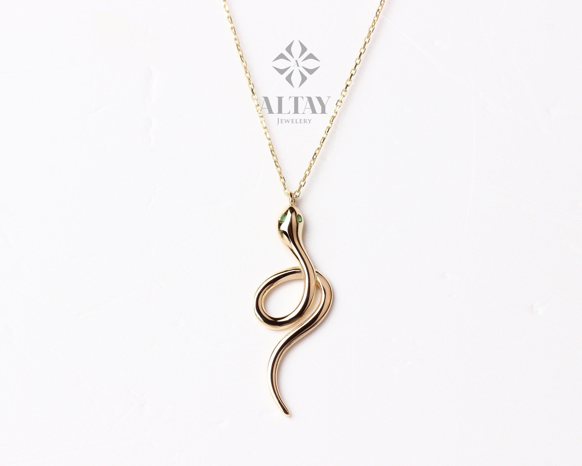 14K Gold Snake Charm, Gold Snake Necklace, Reptile Pendant Animal Choker, Serpent Charm, Animal Jewelry, Gift For Her, Birthday Gift