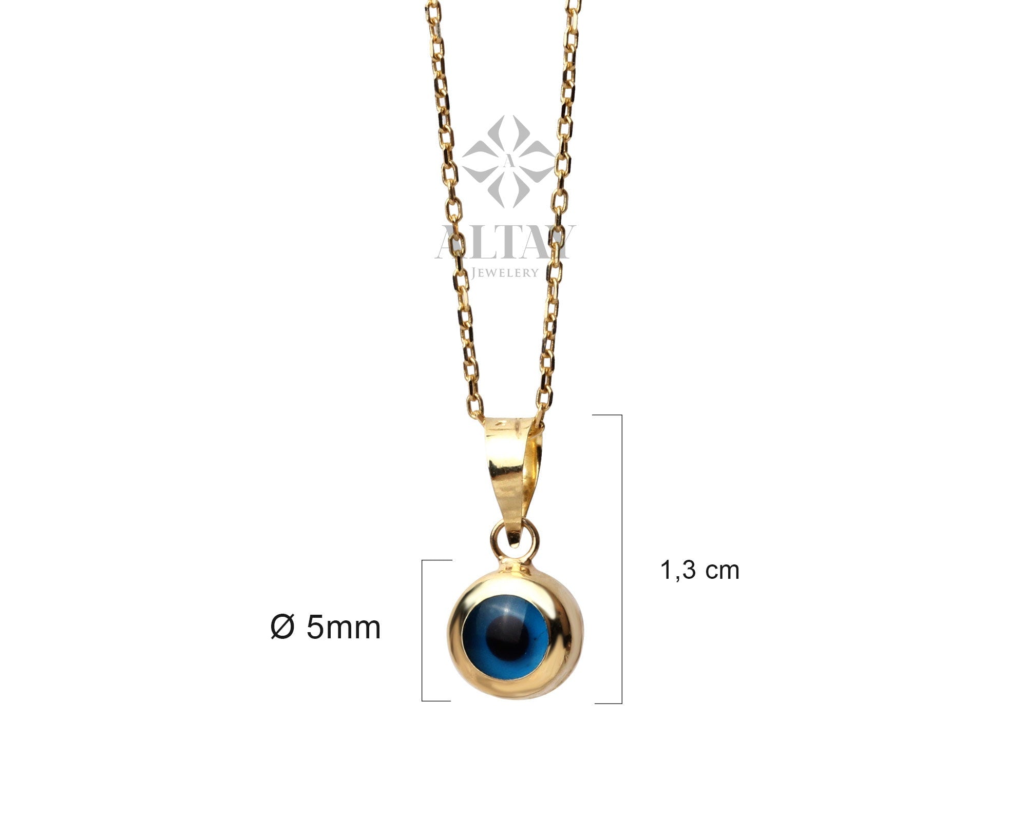 14K Solid Gold Evil Eye Necklace, Minimal Evil Eye Pendant, Nazar Protection Charm Necklace, Everyday Gold Jewelry Gift