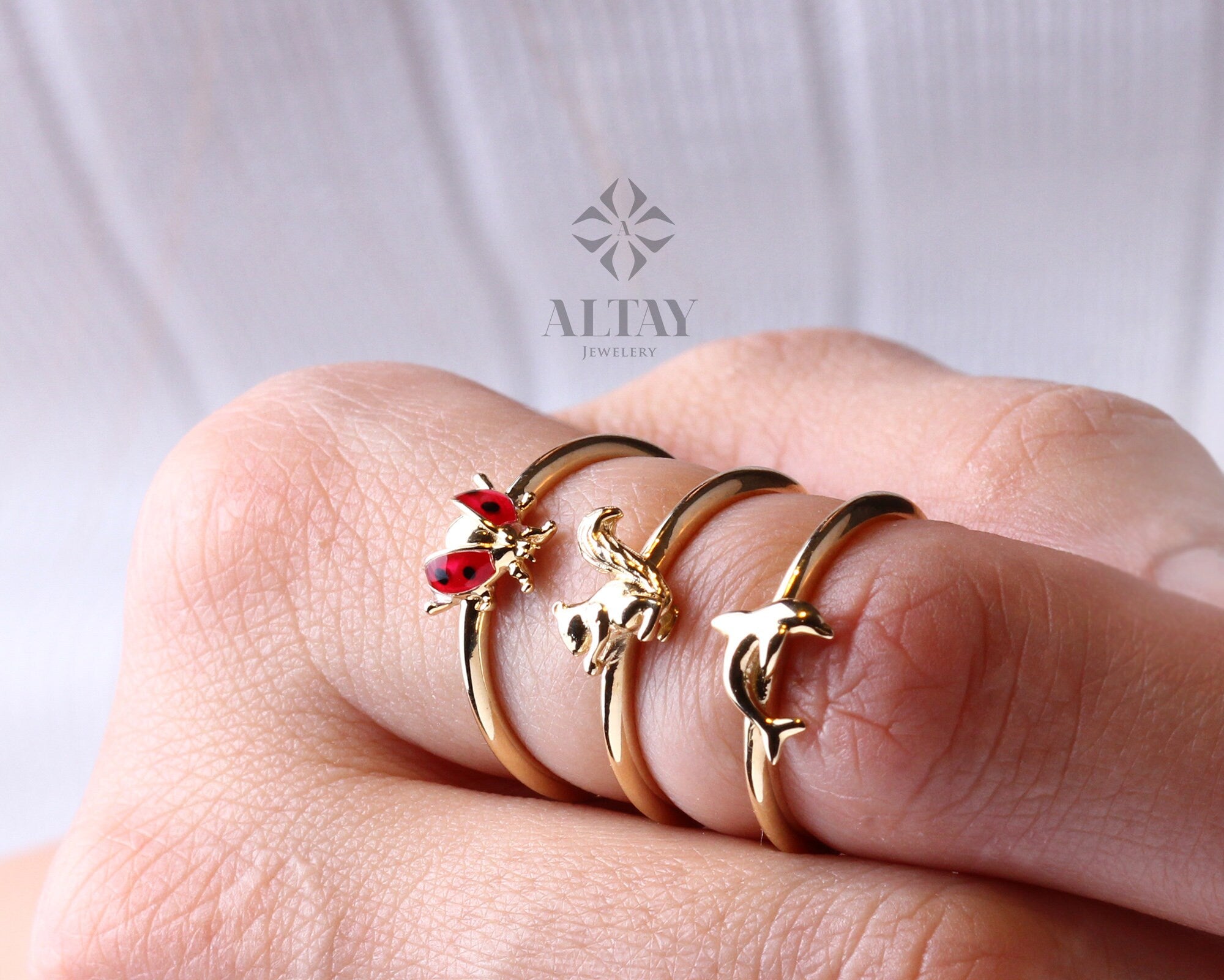 14K Gold Squirrel Ring, Minimalist Squirrel Jewelry, Good Luck Ring, Dainty Gold Ring, Unique Design Jewelery, Anniversary Gift For Her