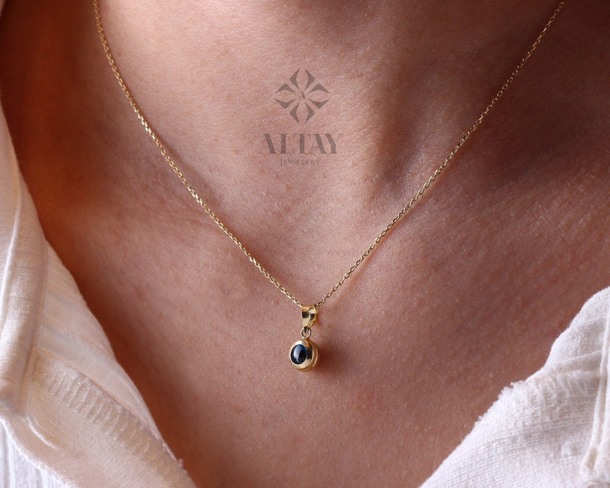 14K Solid Gold Evil Eye Necklace, Minimal Evil Eye Pendant, Nazar Protection Charm Necklace, Everyday Gold Jewelry Gift