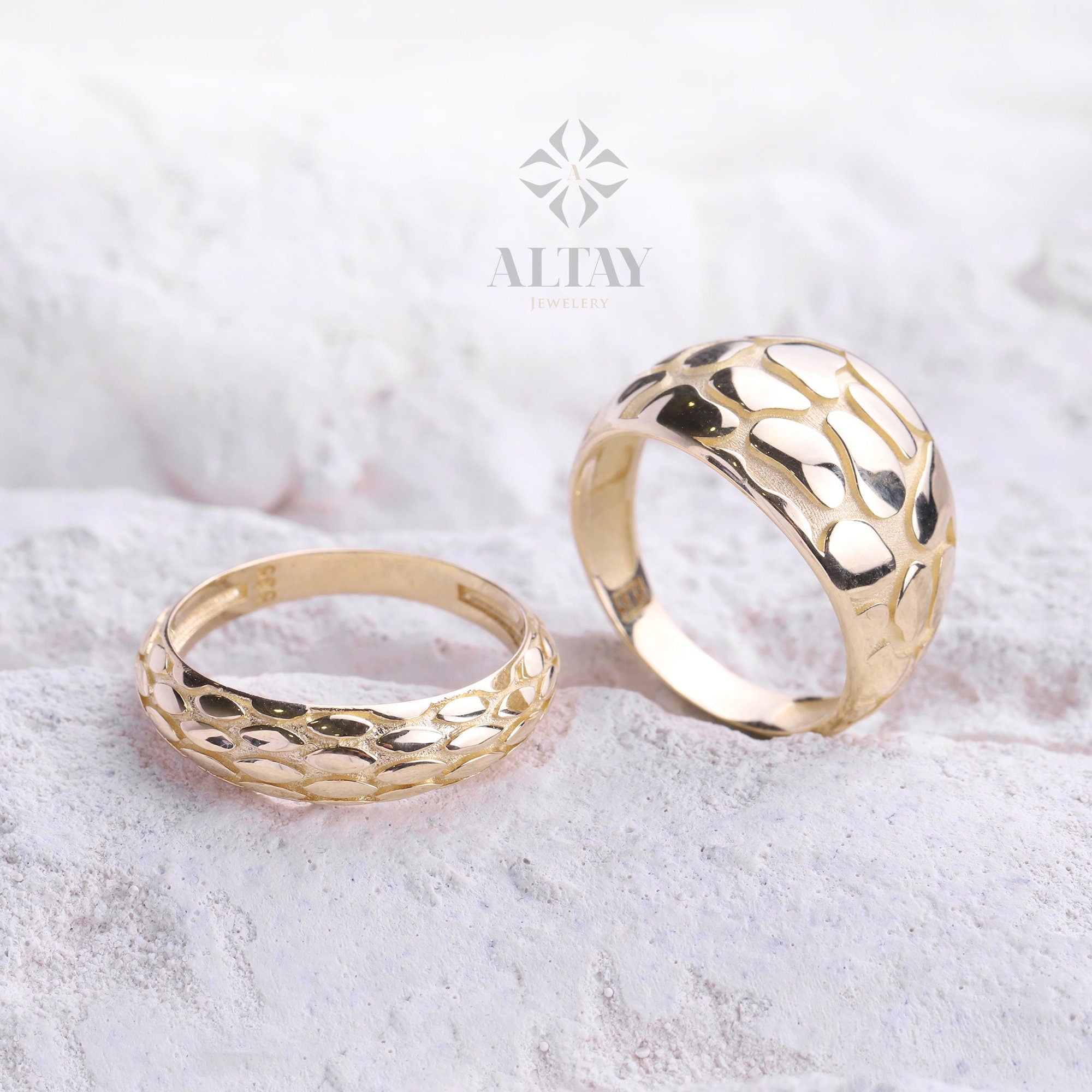 14K Gold Snake Ring, Dome Snake Band, Croissant Serpent Jewelry, Dainty Stacking Animal Rings, Snake Style Ring, Statement Wrap Ring