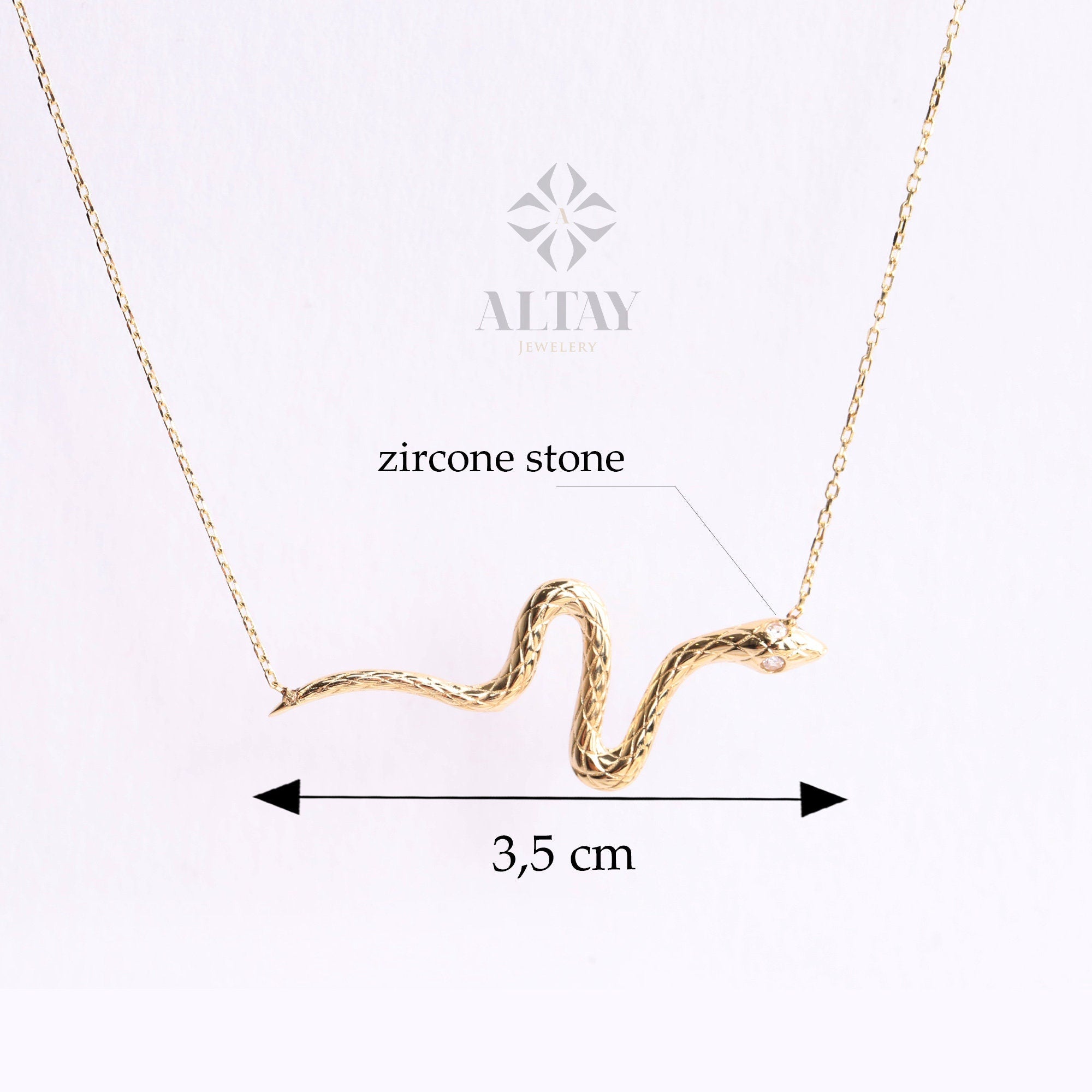 14K Gold Snake Necklace, Gold Snake Pendant, Animal Choker, Serpent Jewelry, Animal Jewelry, Birthday, Gift For Her