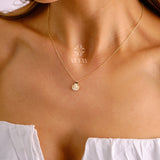 14K Gold Seashell Pearl Necklace, Gold Shell Pendant