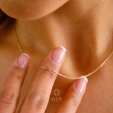 14K Gold Chain Necklace, 1.1mm Cable Chain