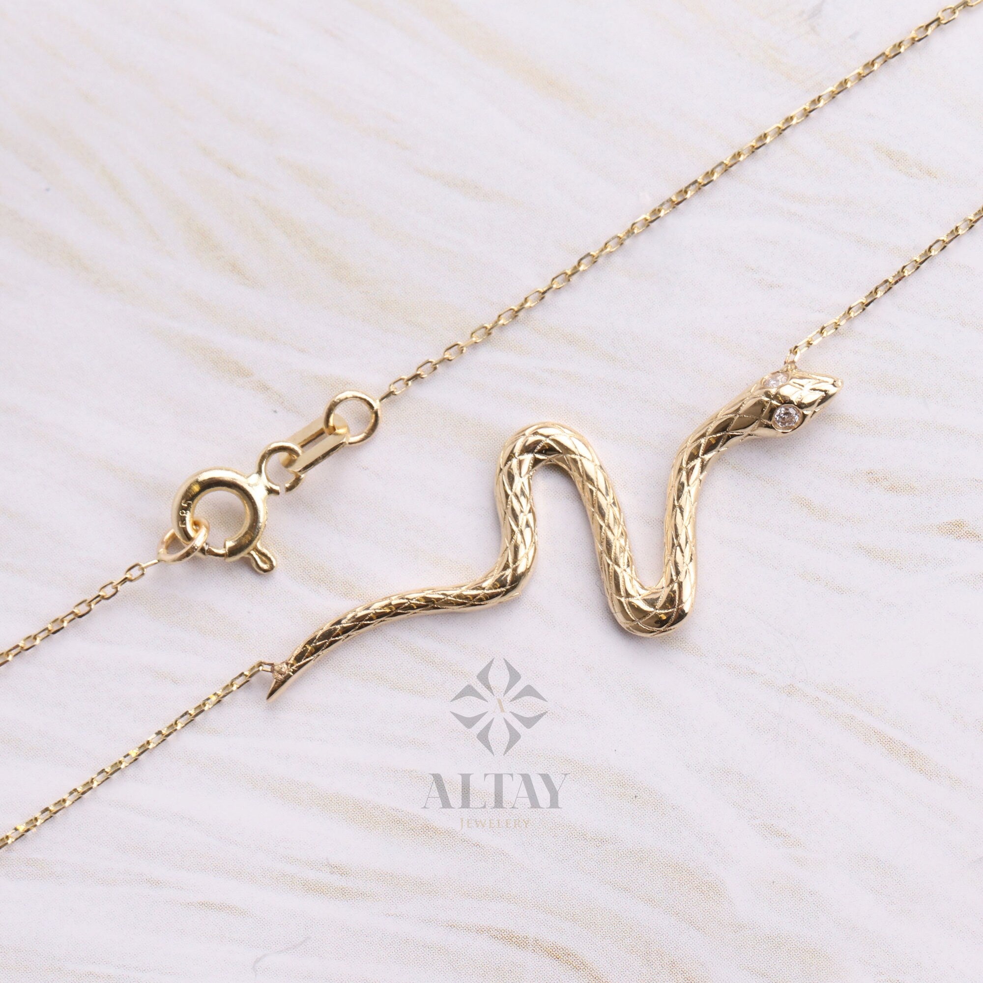 14K Gold Snake Necklace, Serpent Charm Necklace, Animal Choker, Medusa Necklace, Dainty Gold Necklace, Jewelry for Women, Bridal Gift